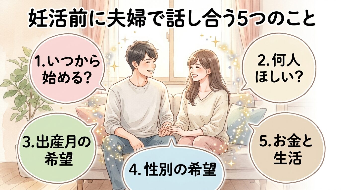 妊活前に夫婦で話し合う5つのこと 図解