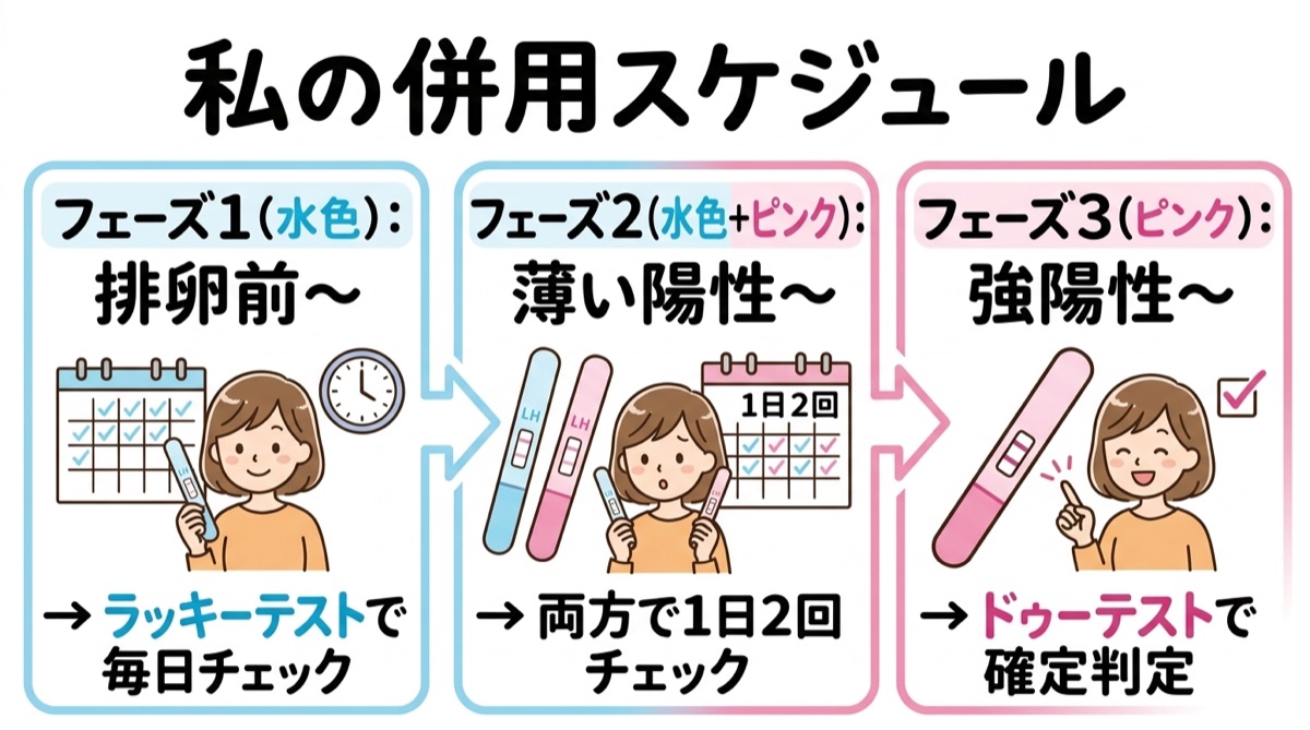 排卵検査薬の併用スケジュール3フェーズ図解