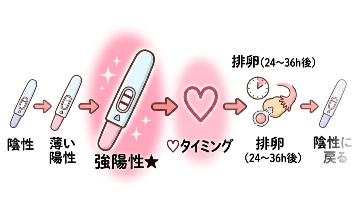 排卵検査薬陽性後のタイミングの流れ図解