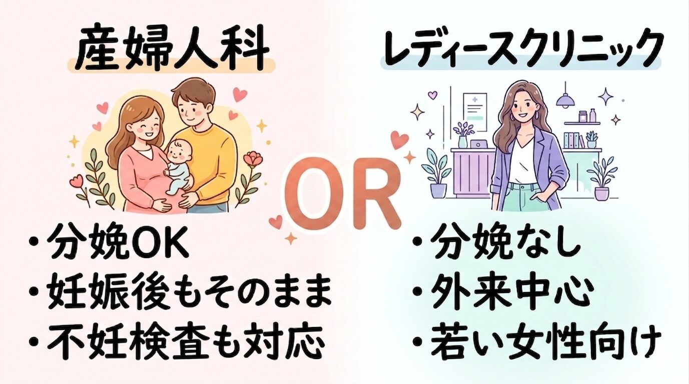 産婦人科とレディースクリニックの違い_比較図