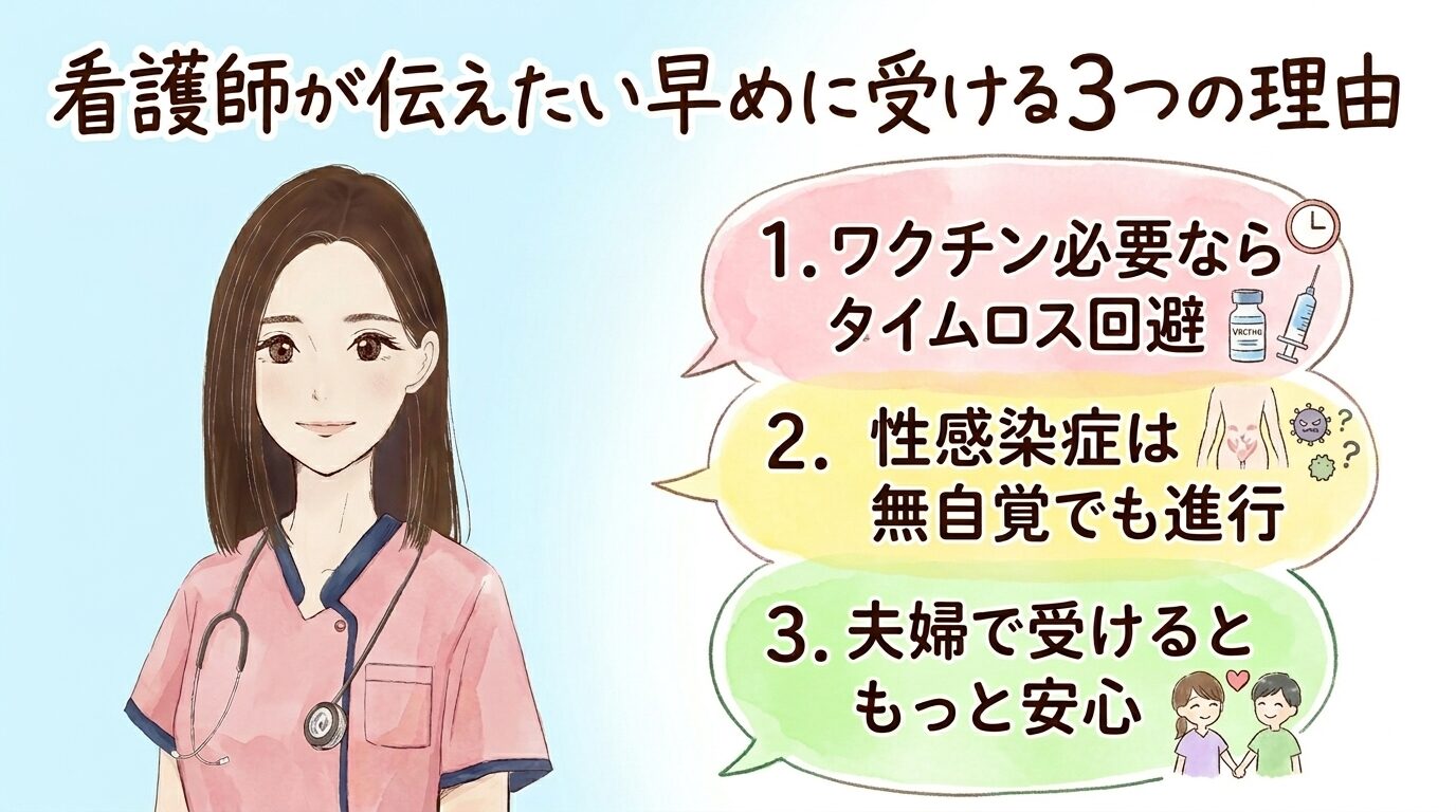 看護師が伝えたい早めに受ける3つの理由_図解