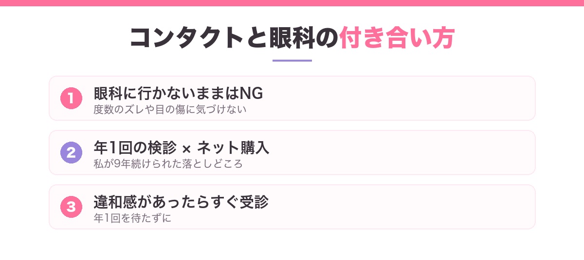 コンタクトと眼科の付き合い方まとめ